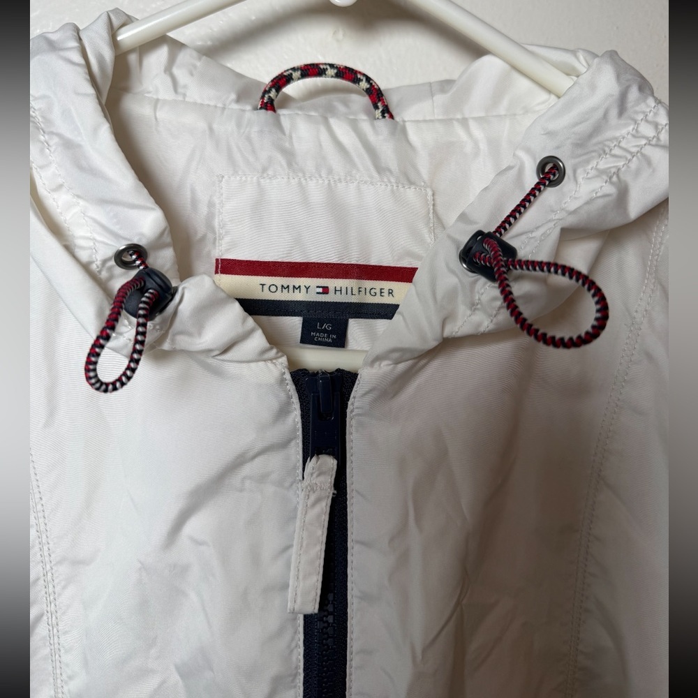 Tommy Hilfiger White Windbreaker Pullover Hoodie Jacket Men’s Size Large - Picture 9 of 10